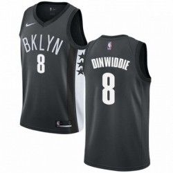 Mens Nike Brooklyn Nets 8 Spencer Dinwiddie Swingman Gray NBA Jersey Statement Edition 