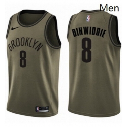 Mens Nike Brooklyn Nets 8 Spencer Dinwiddie Swingman Green Salute to Service NBA Jersey 