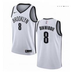 Mens Nike Brooklyn Nets 8 Spencer Dinwiddie Swingman White NBA Jersey Association Edition 