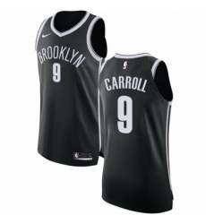 Mens Nike Brooklyn Nets 9 DeMarre Carroll Authentic Black Road NBA Jersey Icon Edition 