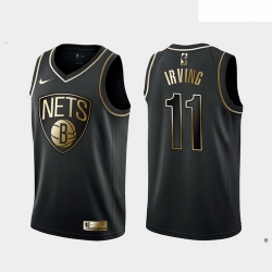 Nets 11 Kyrie Irving Black Gold Nike Swingman Jersey