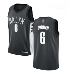 Nets #6 DeAndre Jordan Gray Basketball Swingman Statement Edition Jersey