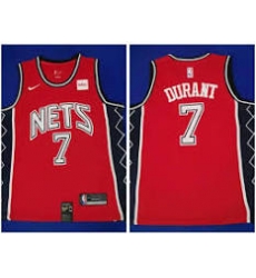 Nets 7 Kevin Durant classic red throwback jersey
