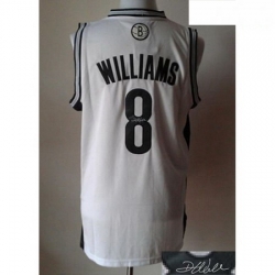 Revolution 30 Autographed Nets 8 Deron Williams White Stitched NBA Jersey