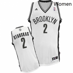 Womens Adidas Brooklyn Nets 2 Nik Stauskas Swingman White Home NBA Jersey 