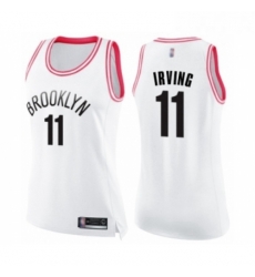 Womens Brooklyn Nets 11 Kyrie Irving Swingman White Pink Fashion Basketball Jersey 