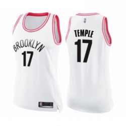 Womens Brooklyn Nets 17 Garrett Temple Swingman White Pink Fashion Basketball Jersey 