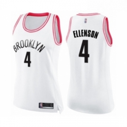 Womens Brooklyn Nets 4 Henry Ellenson Swingman White Pink Fashion Basketball Jerse 