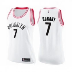 Womens Brooklyn Nets 7 Kevin Durant Swingman White Pink Fashion Basketball Jersey 