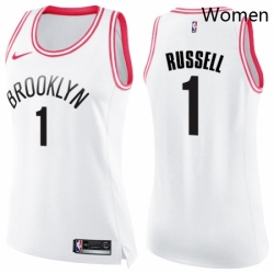 Womens Nike Brooklyn Nets 1 DAngelo Russell Swingman WhitePink Fashion NBA Jersey