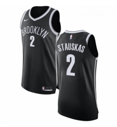 Womens Nike Brooklyn Nets 2 Nik Stauskas Authentic Black Road NBA Jersey Icon Edition 