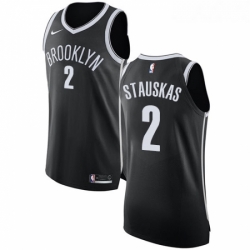 Womens Nike Brooklyn Nets 2 Nik Stauskas Authentic Black Road NBA Jersey Icon Edition 