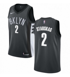Womens Nike Brooklyn Nets 2 Nik Stauskas Authentic Gray NBA Jersey Statement Edition 