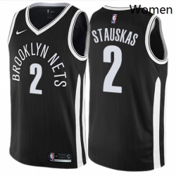 Womens Nike Brooklyn Nets 2 Nik Stauskas Swingman Black NBA Jersey City Edition 