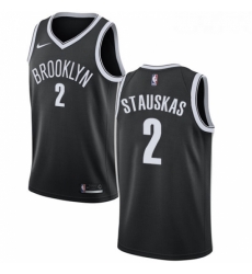 Womens Nike Brooklyn Nets 2 Nik Stauskas Swingman Black Road NBA Jersey Icon Edition 