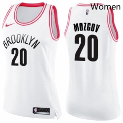 Womens Nike Brooklyn Nets 20 Timofey Mozgov Swingman WhitePink Fashion NBA Jersey