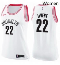 Womens Nike Brooklyn Nets 22 Caris LeVert Swingman WhitePink Fashion NBA Jersey