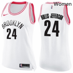 Womens Nike Brooklyn Nets 24 Rondae Hollis Jefferson Swingman WhitePink Fashion NBA Jersey
