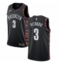 Womens Nike Brooklyn Nets 3 Drazen Petrovic Swingman Black NBA Jersey 2018 19 City Edition