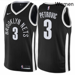 Womens Nike Brooklyn Nets 3 Drazen Petrovic Swingman Black NBA Jersey City Edition