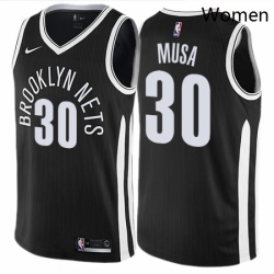 Womens Nike Brooklyn Nets 30 Dzanan Musa Swingman Black NBA Jersey City Edition 
