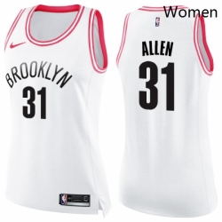 Womens Nike Brooklyn Nets 31 Jarrett Allen Swingman WhitePink Fashion NBA Jersey 
