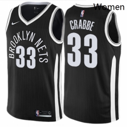 Womens Nike Brooklyn Nets 33 Allen Crabbe Swingman Black NBA Jersey City Edition 