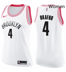 Womens Nike Brooklyn Nets 4 Jahlil Okafor Swingman WhitePink Fashion NBA Jersey 