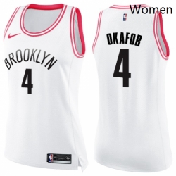 Womens Nike Brooklyn Nets 4 Jahlil Okafor Swingman WhitePink Fashion NBA Jersey 