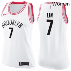 Womens Nike Brooklyn Nets 7 Jeremy Lin Swingman WhitePink Fashion NBA Jersey
