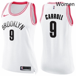 Womens Nike Brooklyn Nets 9 DeMarre Carroll Swingman WhitePink Fashion NBA Jersey 