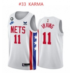 Toddler Brooklyn Nets #33 Karma Customized White Red Jersey