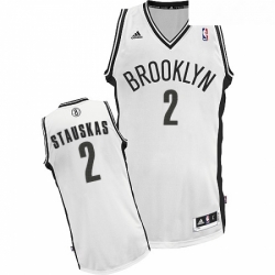 Youth Adidas Brooklyn Nets 2 Nik Stauskas Swingman White Home NBA Jersey 