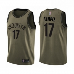 Youth Brooklyn Nets 17 Garrett Temple Swingman Green Salute to Service Basketball Jersey 