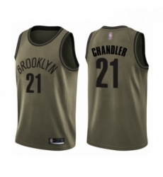 Youth Brooklyn Nets 21 Wilson Chandler Swingman Green Salute to Service Basketball Jersey 