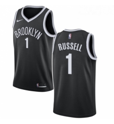 Youth Nike Brooklyn Nets 1 DAngelo Russell Swingman Black Road NBA Jersey Icon Edition