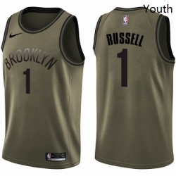 Youth Nike Brooklyn Nets 1 DAngelo Russell Swingman Green Salute to Service NBA Jersey