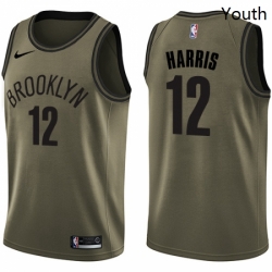 Youth Nike Brooklyn Nets 12 Joe Harris Swingman Green Salute to Service NBA Jersey 