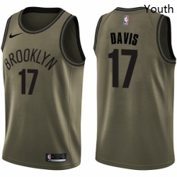 Youth Nike Brooklyn Nets 17 Ed Davis Swingman Green Salute to Service NBA Jersey 