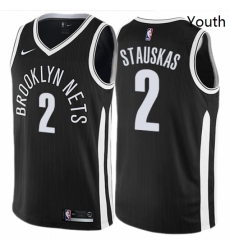 Youth Nike Brooklyn Nets 2 Nik Stauskas Swingman Black NBA Jersey City Edition 