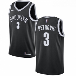 Youth Nike Brooklyn Nets 3 Drazen Petrovic Swingman Black Road NBA Jersey Icon Edition