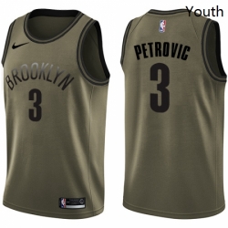 Youth Nike Brooklyn Nets 3 Drazen Petrovic Swingman Green Salute to Service NBA Jersey