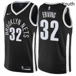 Youth Nike Brooklyn Nets 32 Julius Erving Swingman Black NBA Jersey City Edition