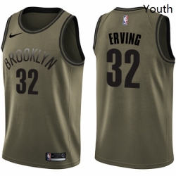 Youth Nike Brooklyn Nets 32 Julius Erving Swingman Green Salute to Service NBA Jersey