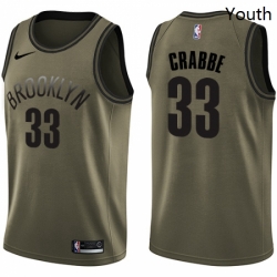 Youth Nike Brooklyn Nets 33 Allen Crabbe Swingman Green Salute to Service NBA Jersey 