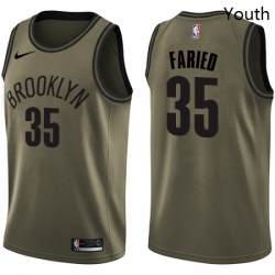 Youth Nike Brooklyn Nets 35 Kenneth Faried Swingman Green Salute to Service NBA Jersey 