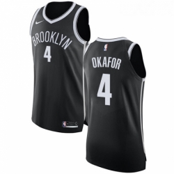 Youth Nike Brooklyn Nets 4 Jahlil Okafor Authentic Black Road NBA Jersey Icon Edition 