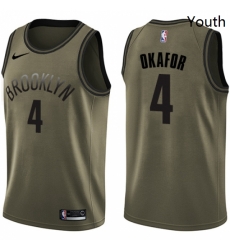Youth Nike Brooklyn Nets 4 Jahlil Okafor Swingman Green Salute to Service NBA Jersey 