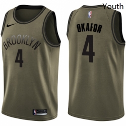 Youth Nike Brooklyn Nets 4 Jahlil Okafor Swingman Green Salute to Service NBA Jersey 