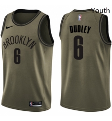 Youth Nike Brooklyn Nets 6 Jared Dudley Swingman Green Salute to Service NBA Jersey 